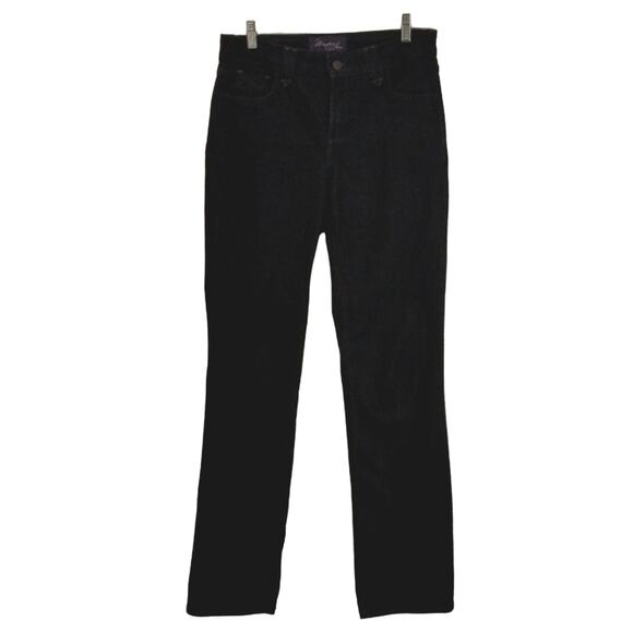 NYDJ jeans Women's Sz 8 Dark Blue Straight Leg Stretch Lift Tuck Casual Glam - Picture 3 of 11
